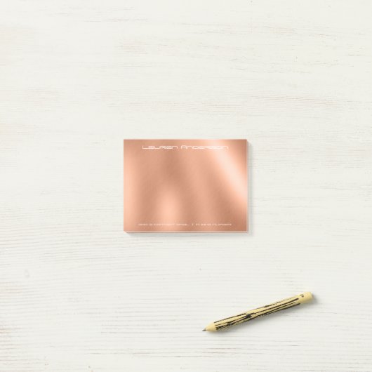 Copper Rose Gold Office Business Personalisiert Post-it Klebezettel (Auf Schreibtisch)