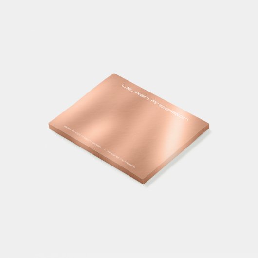 Copper Rose Gold Office Business Personalisiert Post-it Klebezettel (angewinkelt)