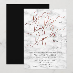 Copper Script Marble Black Probe Dinner einladen Einladung