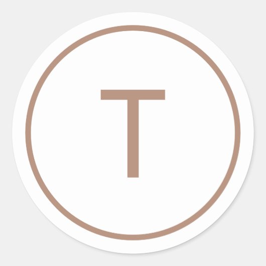 Copper Simple Modern Monogram Christmas Envelope Runder Aufkleber (Vorderseite)