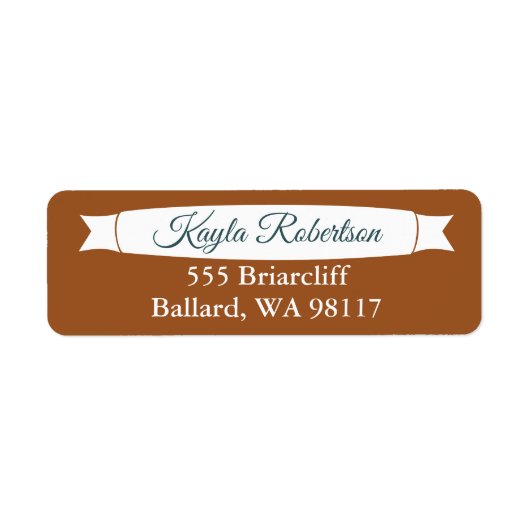 Copper & Teal Green Address Label with Banner (Vorne)