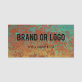 Copper Turquoise Metallic Texture Business Logo Namensschild (Vorderseite)