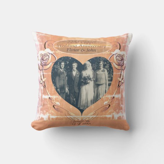 Copper Wedding Rose Foto Tasche Kissen (Vorderseite)