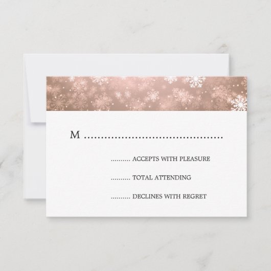 Copper Winter Wonderland Elegante Wedding UAWG RSVP Karte (Vorderseite)