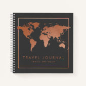Copper World Map Modern Travel Journal oder Notebo Notizblock (Vorderseite)