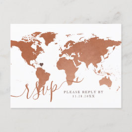 Copper World Map Reiseziel UAWG Postkarte
