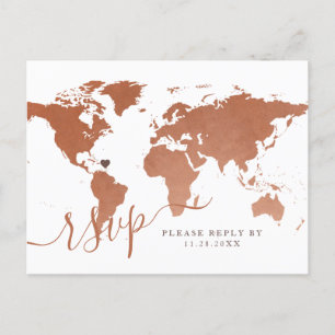 Copper World Map Reiseziel UAWG Postkarte