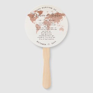 Copper World Map Thema Hochzeit Programm Fächer