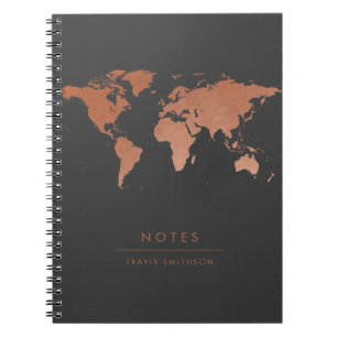 Copper World Map Travel Lover Notizblock