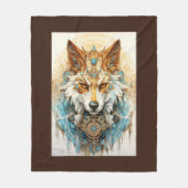 Copperfur Steampunk Wolf Fleecedecke (Vorderseite)