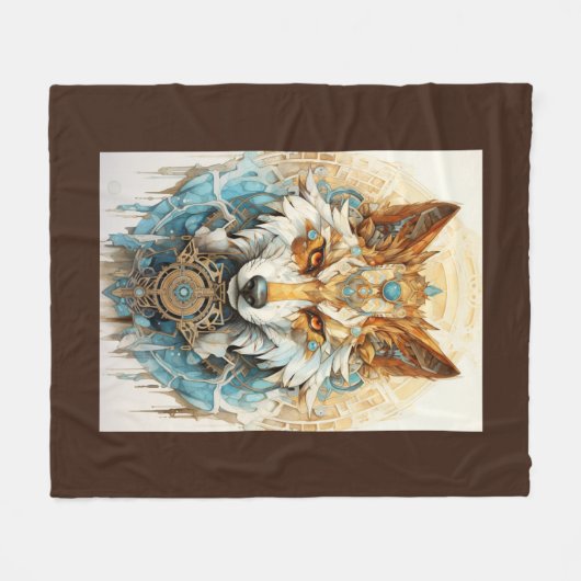 Copperfur Steampunk Wolf Fleecedecke (Vorderseite (Horizontal))