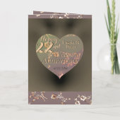 Coppery Heart Rose Card zum 22. Geburtstag Karte (Rückseite)