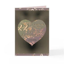 Coppery Heart Rose Card zum 22. Geburtstag
