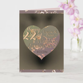 Coppery Heart Rose Card zum 22. Geburtstag Karte