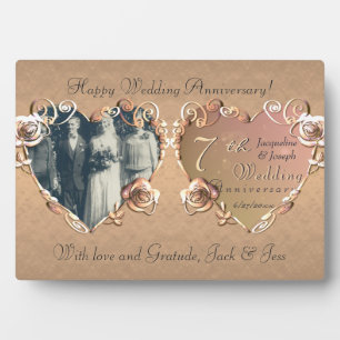 Coppery Rose Plaque zum 7. Hochzeitstag Fotoplatte