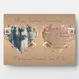 Coppery Rose Plaque zum 7. Hochzeitstag Fotoplatte