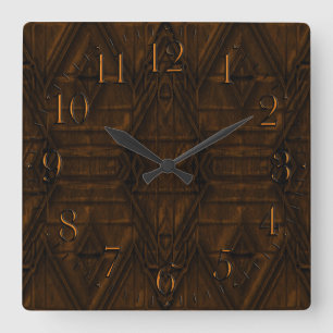 Coppery Steampunk Pyramid Design Quadratische Wanduhr