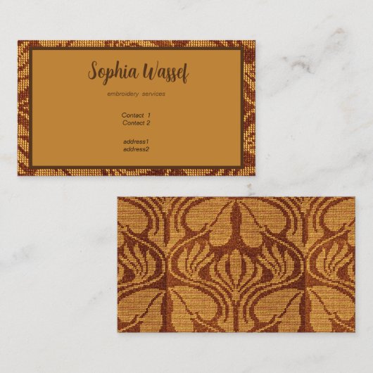 Coptic embroidery pattern - Orange leaves Visitenkarte (Vorne/Hinten)