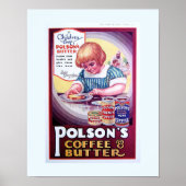 Copy 1930 Old Ad - Indien: Polsons Kaffee & Butter Poster (Vorne)