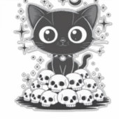 Copy of Cat Skulls Creepy Cute Kitty Goth Black Al Aufkleber (Vorderseite)