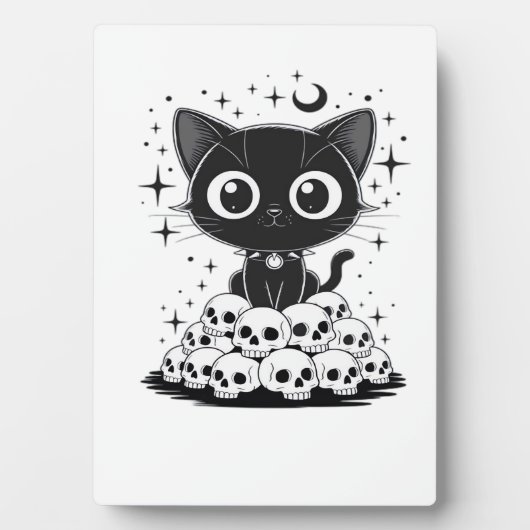 Copy of Cat Skulls Creepy Cute Kitty Goth Black Al Fotoplatte (Vorderseite)