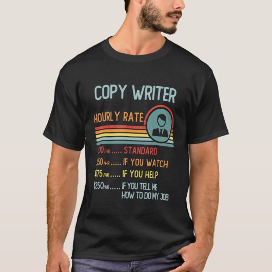 Copy Writer Hourly Rate T-Shirt Retro Job Title (Vorderseite)