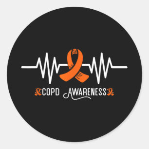 Copyright Awareness Heartbeat Orange Ribbon Copd A Runder Aufkleber