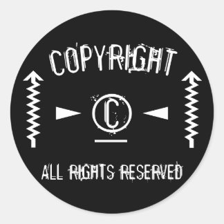 Copyright-Symbol für Schwarzweiß-Grunge Runder Aufkleber