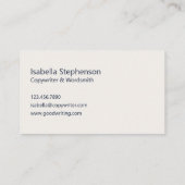 Copywriter Freelance Writer Modern Navy Blue White Visitenkarte (Rückseite)