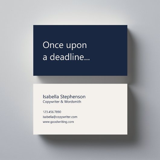 Copywriter Freelance Writer Modern Navy Blue White Visitenkarte