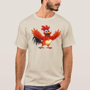 Coq cartoon fröhlich mit glänzenden roten Federn. T-Shirt