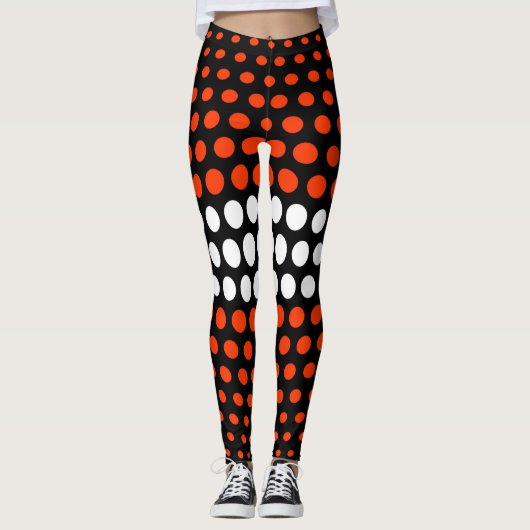 Coquelicot und White Polka Dot Pattern Leggings (Vorderseite)