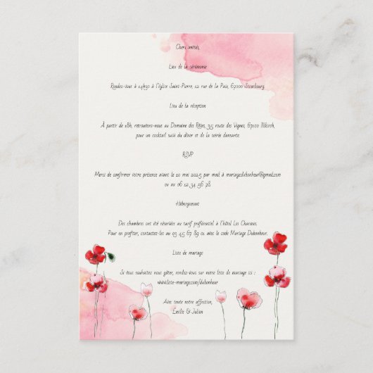 Coquelicots-Begleitkarten Begleitkarte (Vorderseite)