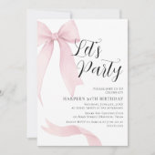 Coquete pink bow Birthday party Einladung (Vorderseite)