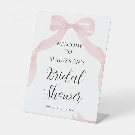 Coquete pink bow Bridal Shower Welcome sign Sockelschild (Vorderseite)