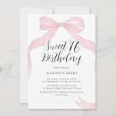 Coquete pink bow Sweet Sixteen invitation Einladung (Vorderseite)