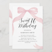 Coquete pink bow Sweet Sixteen invitation Einladung (Vorne/Hinten)