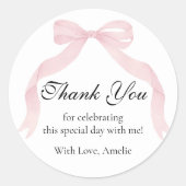 Coquete pink bow Thank You Classic Sticker  (Vorderseite)