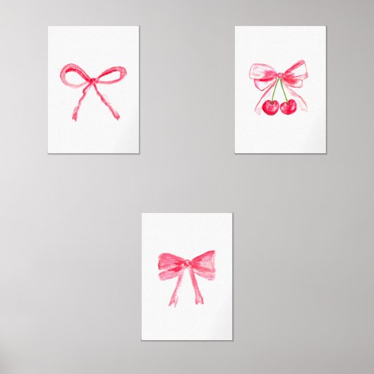 Coquette 12x18 Pink Bows Niedlich Baby Girl Ästhet Bilderwand Sets (Vorderseite)