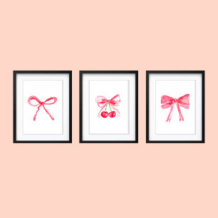 Coquette 16x20 Pink Bows Niedlich Girl Kinderzimme Bilderwand Sets