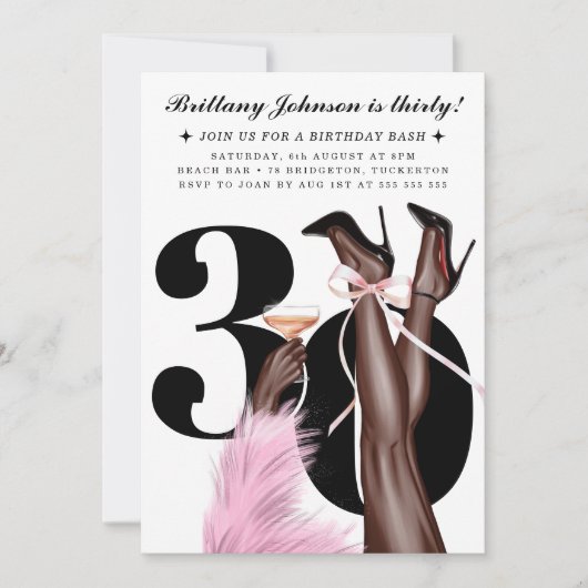 Coquette 30. Geburtstag Einladung (Vorderseite)