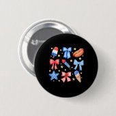 Coquette 4. Juli Blue Red Bows Stars Button (Vorne & Hinten)