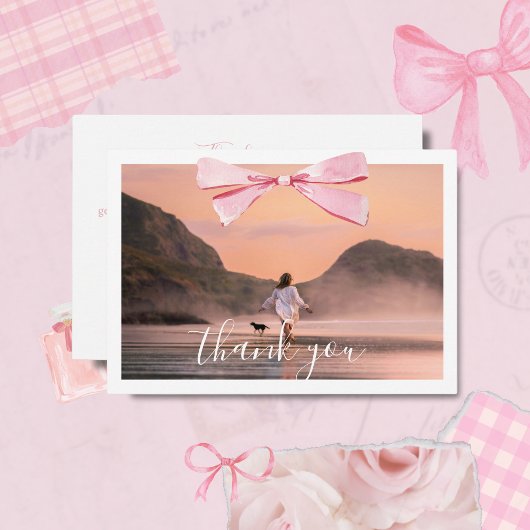 Coquette Abschluss Foto Bow Danke Karte