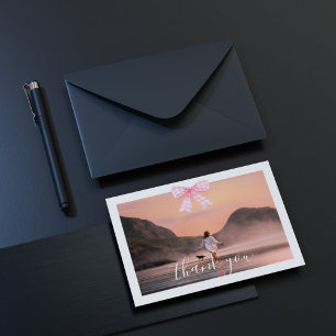 Coquette Abschluss Gingham Bow Danke, Card Mitteilungskarte