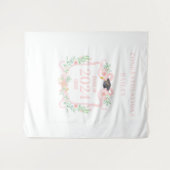 Coquette-Abschluss-Wappen mit Foto-Hintergrund Wandteppich (Vorderseite (Horizontal))