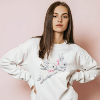 Coquette: Adorable weiße Kaninchen mit rosa Bug Hoodie