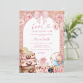 Coquette Adventure Travel Themed Brautparty Inv Einladung (Stehend Vorderseite)