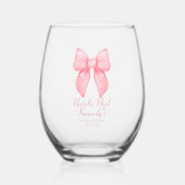 Coquette Aesthetic Cute Pink Bow Personalized Weinglas Ohne Stiel (Vorderseite)