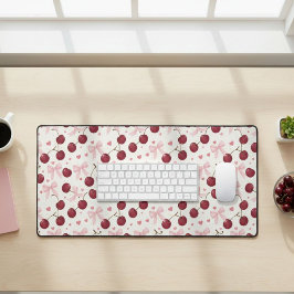 Coquette Aesthetic Desk Mat Cherry Red Bows Office Schreibtischunterlage