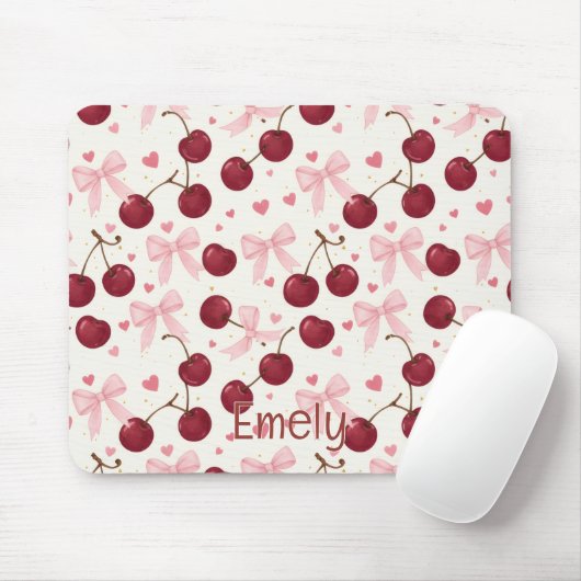 Coquette Aesthetic Mouse Pad Cherry Red Bows  Mousepad (Mit Mouse)